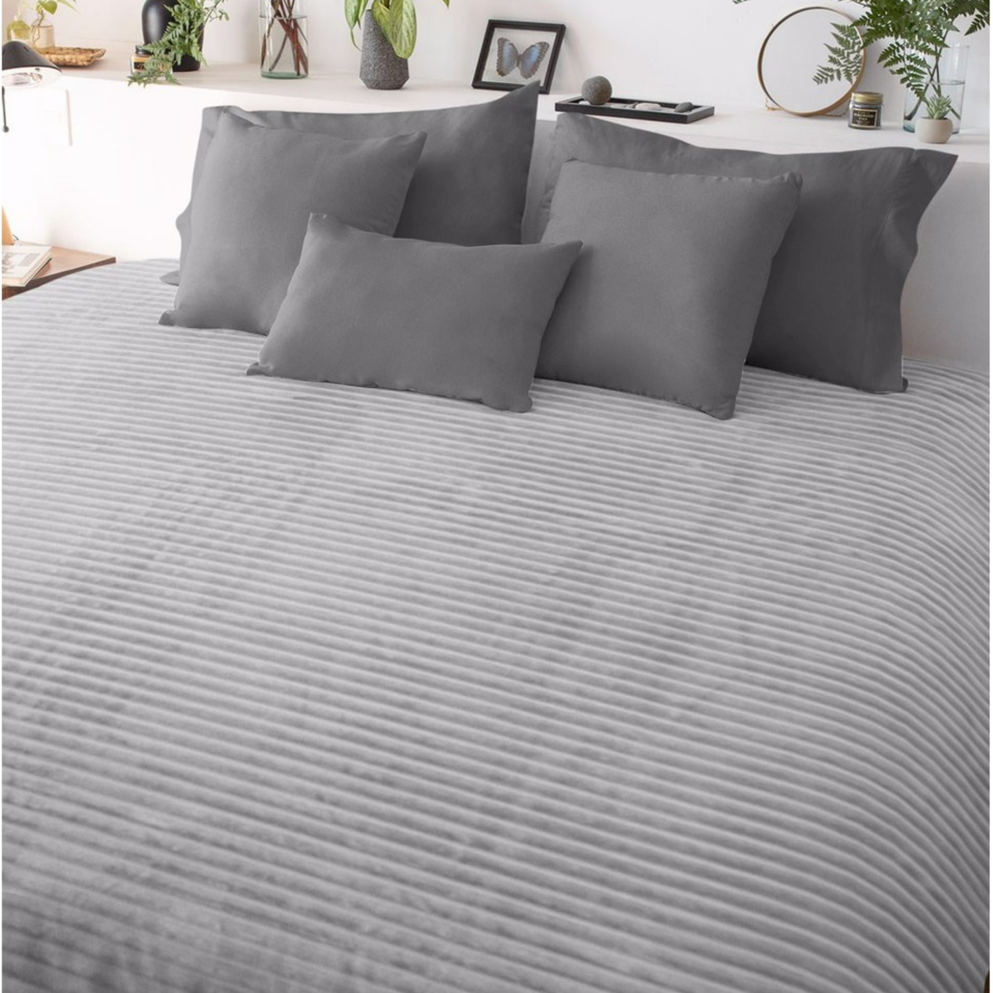 Miabella 160x220 cm Tek Kişilik Battaniye Yatak Örtüsü Grİ