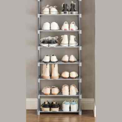 7 Katlı Dar Alanlara Uygun 42 Cm Ayyakkabı Rafı Mavi