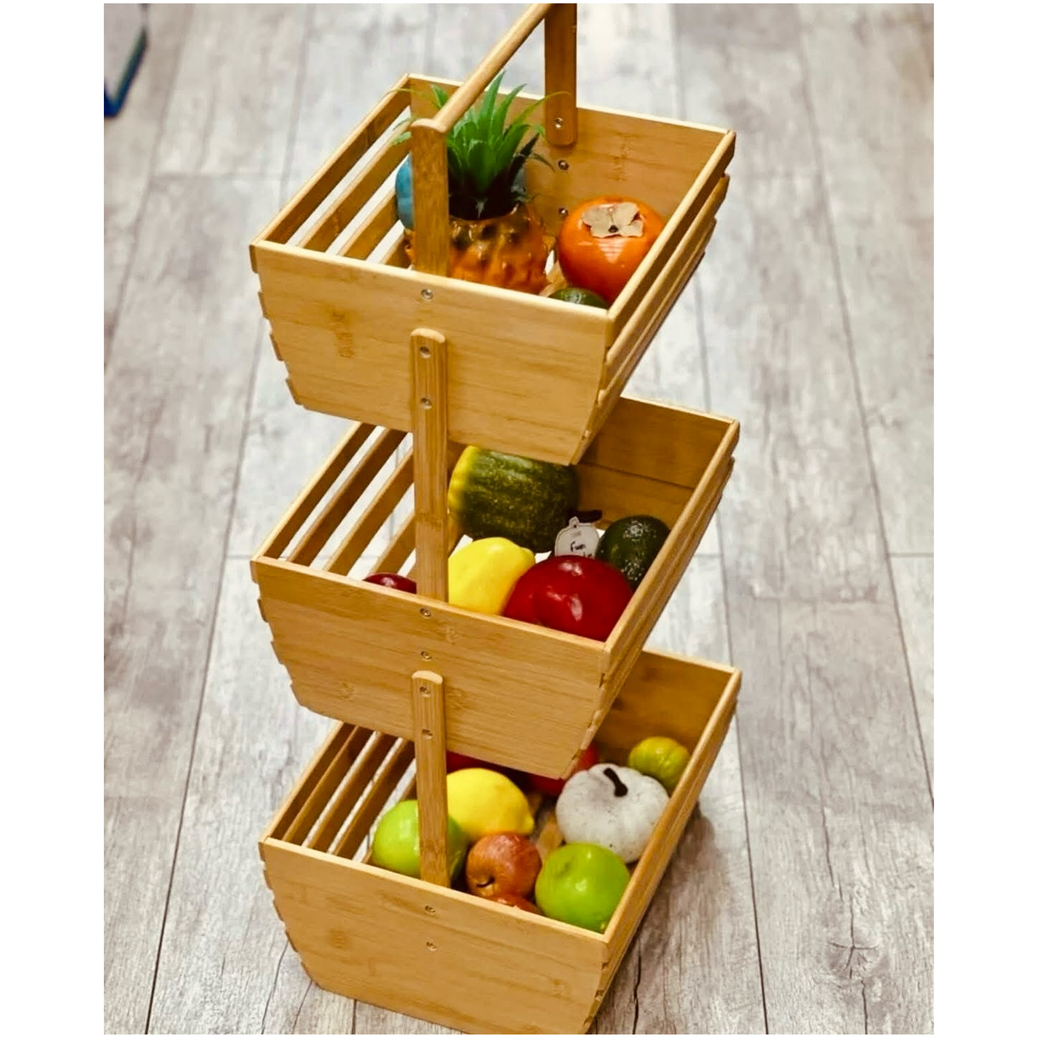 Bambu 3 Katlı Çok Amaçlı Sebzelik Meyvelik Düzenleyici Raf
