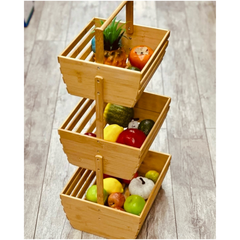 Bambu 3 Katlı Çok Amaçlı Sebzelik Meyvelik Düzenleyici Raf