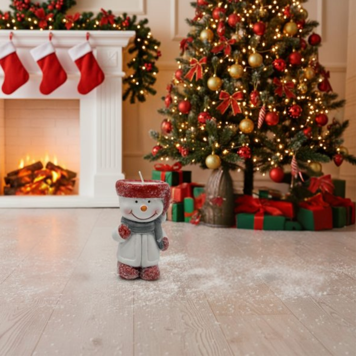 Kendi Özel Yeni Yıl Konseptli Kutusunda 2'li  Mum Biblo 6x10 Cm