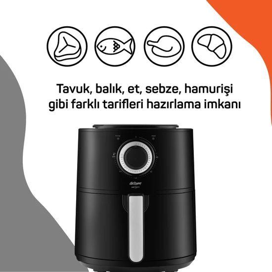 Arzum Airtasty 4 Litre Airfryer Yağsız Fritöz Gümüş