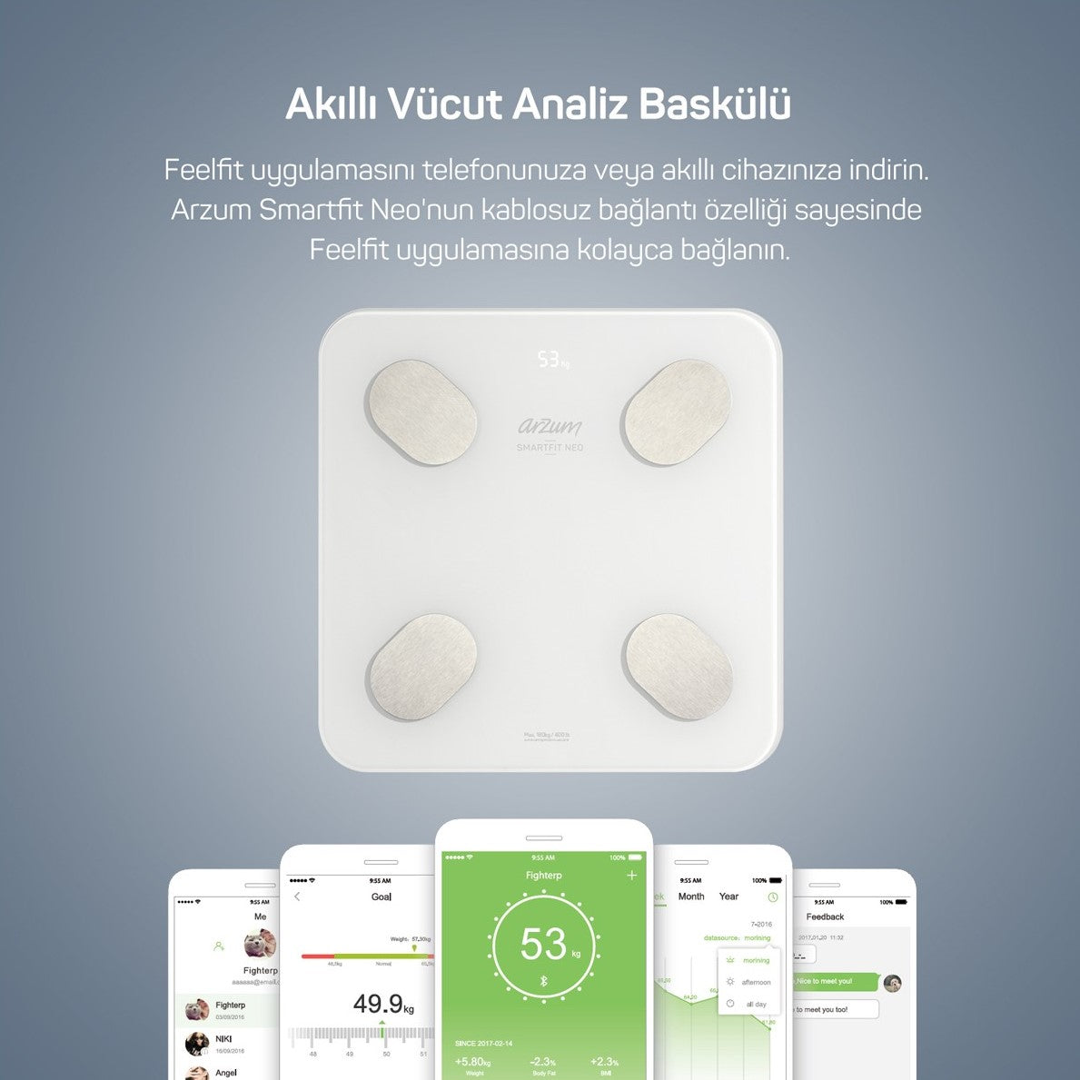 Arzum Smartfit Neo Akıllı Vücut Analiz Baskülü