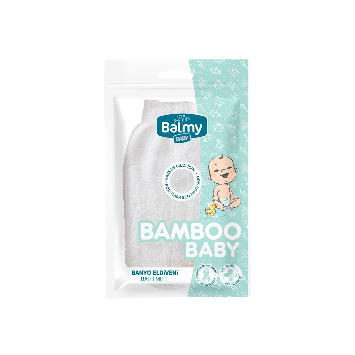 Balmy Baby Bamboo Baby Banyo Eldiveni Beyaz