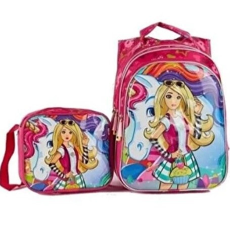 Barbie Kabartmalı 3 Bölmeli Beslenme Çanta Hediyeli İlkokul Sırt Çantası