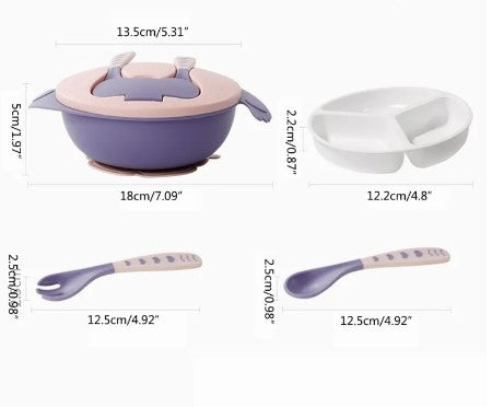 Bebek ve Çocuklar İçin Yemek Takımı Mor Pembe