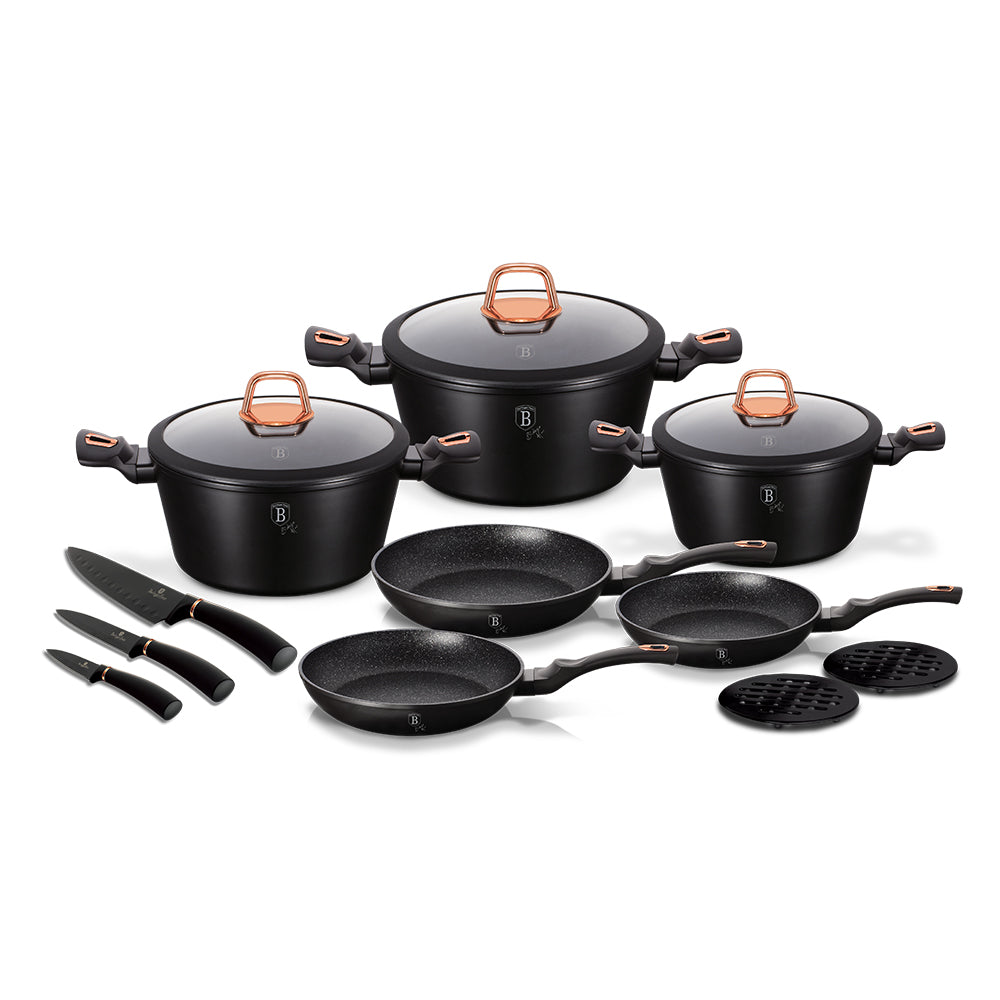 Berlinger Haus Black Rose Collection 14 Parça Tencere Seti Mat Siyah