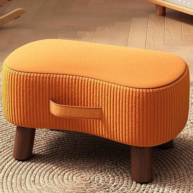 Saplı Ahşap Ayaklı 40x22 Cm Kavisli Taşınabilir Puf Turuncu