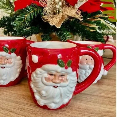 Kabartmalı Noel Baba Temalı Kendi Özel Kutusunda Kupa Mug