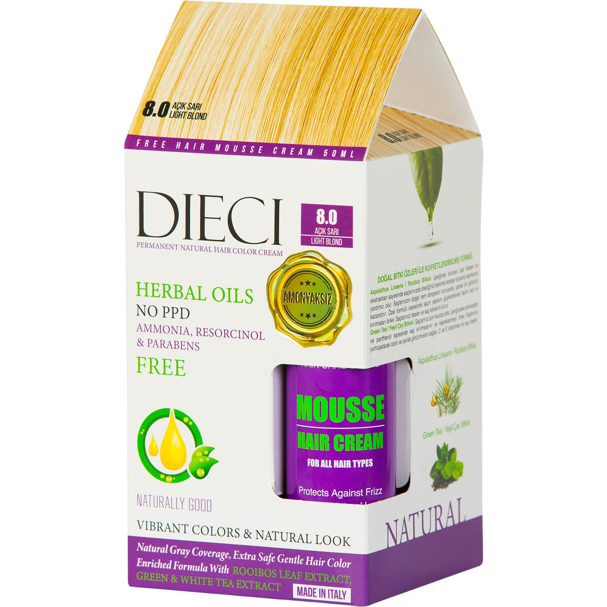 Dieci Herbal Oils 8.0 Açık Sarı Amonyaksız Saç Boyası