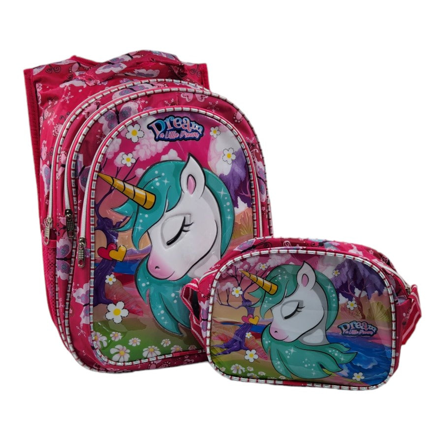 Disney Unicorn Kabartmalı 3 Bölmeli Beslenme Çanta Hediyeli İlkokul Sırt Çantası