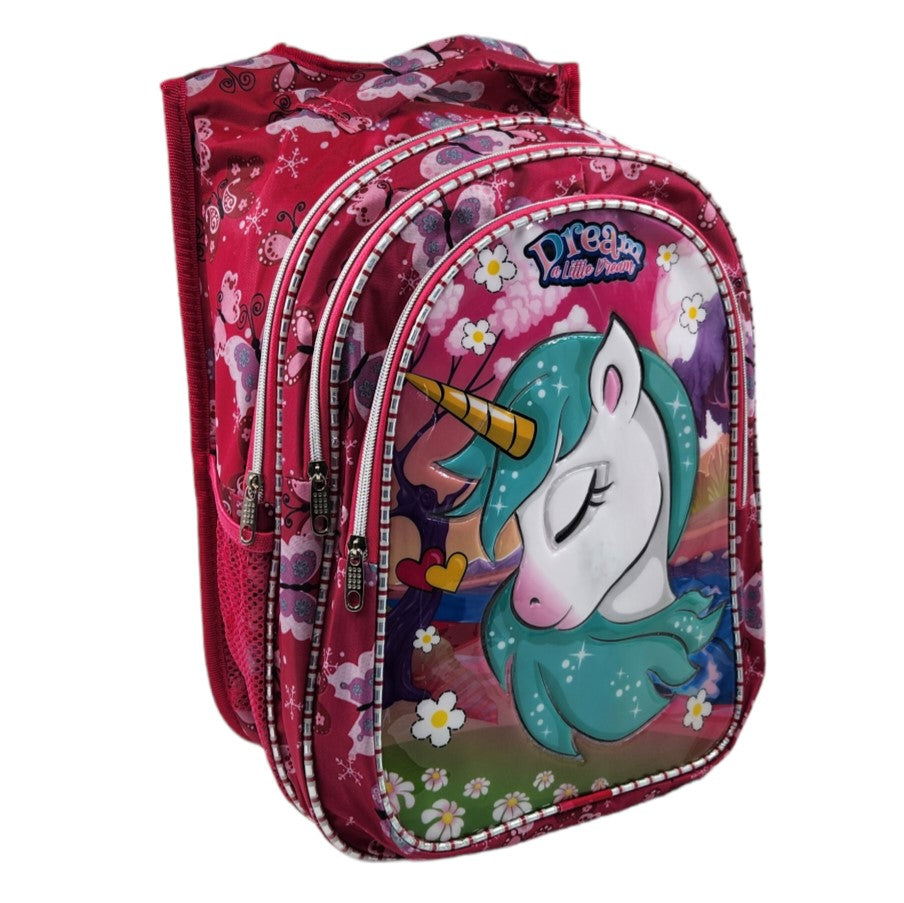Disney Unicorn Kabartmalı 3 Bölmeli Beslenme Çanta Hediyeli İlkokul Sırt Çantası