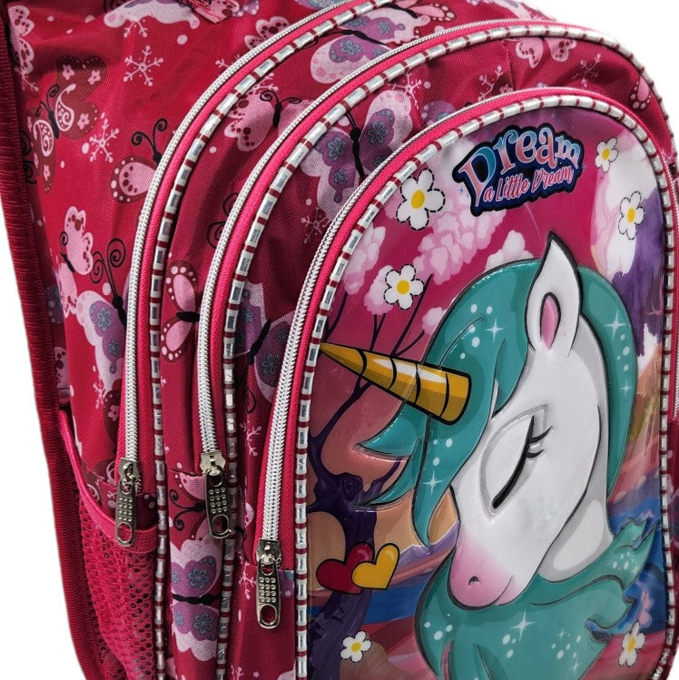 Disney Unicorn Kabartmalı 3 Bölmeli Beslenme Çanta Hediyeli İlkokul Sırt Çantası