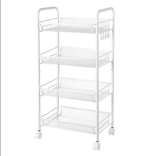 Dört Katlı 25x48x84 Cm Tekerlekli Organizer Beyaz