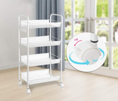 Dört Katlı 25x48x84 Cm Tekerlekli Organizer Beyaz