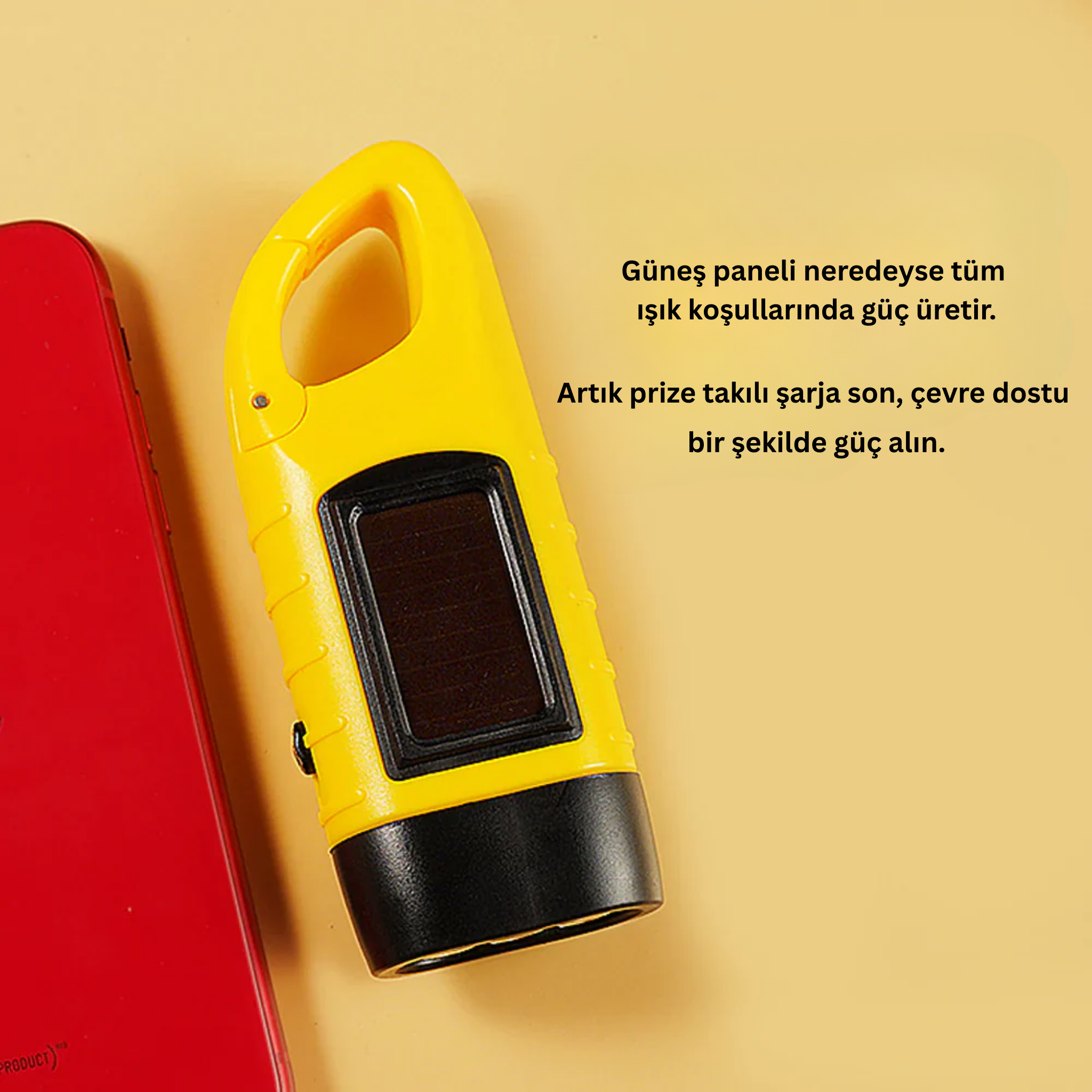 Solar ve Elle Çevirerek Şarjedilebilen Led El Feneri