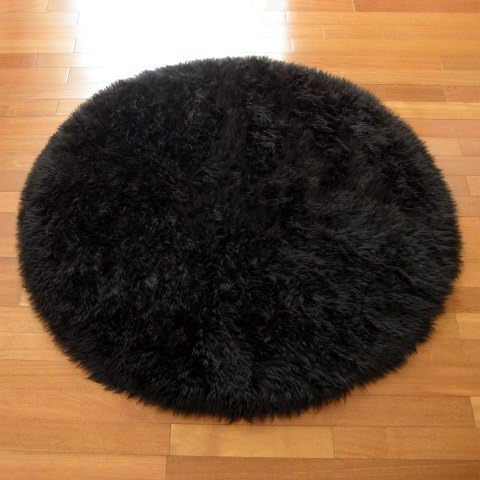 Yuvarlak Peluş Halı 70 cm Siyah