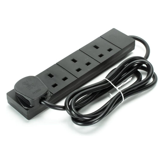 Status 4-Socket 2-Meter Corded Black Portable Power Strip Extension Cable