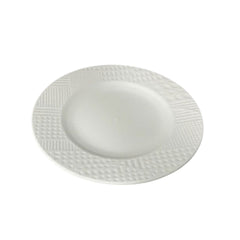 Dokulu Desenli  Porselen Yemek Servis Tabağı 27 cm Beyaz