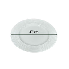 Kabartmalı Antik Desenli  Porselen Yemek Servis Tabağı 27 cm Beyaz