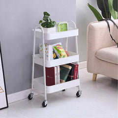 3 Katlı Tekerlekli Çok Fonksiyonlu Organizer Raf Beyaz