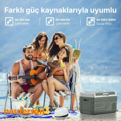 Alpicool 12 V Elektrikli ve Araç Şarjlı 30 Lt Bluetooth Taşınabilir Piknik Kamp Buzluğu