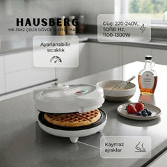 Hausberg Çelik Gövde Waffle Makinesi