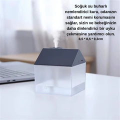 USB Ev Şeklinde Oda Nemlendirici Gri