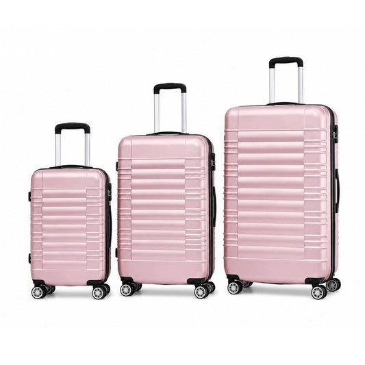 Sert Kasa Şifreli Tekerlekli Bavul Valiz Metalik Pembe