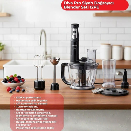 Arnica Diva Trend Pro Doğrayıcı Blender Seti Silver