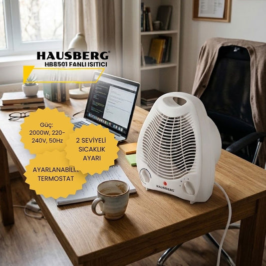Hausberg Fan Heater Stove White