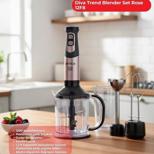 Arnica Diva Trend 1200 W Blender Seti Rosegold