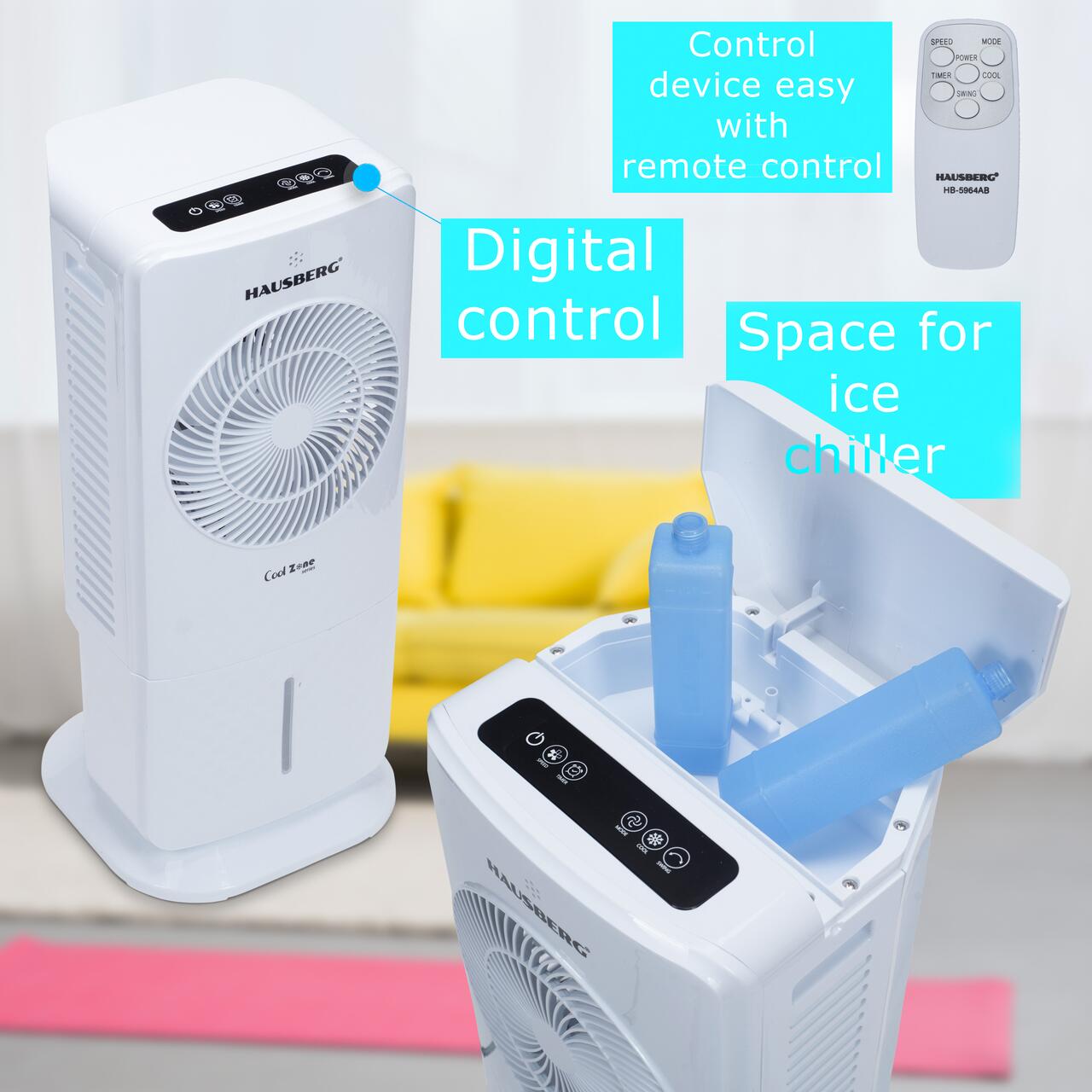 Hausberg 5 Programlı Dokunmatik LED Ekran Elektrikli Hava Soğutucu