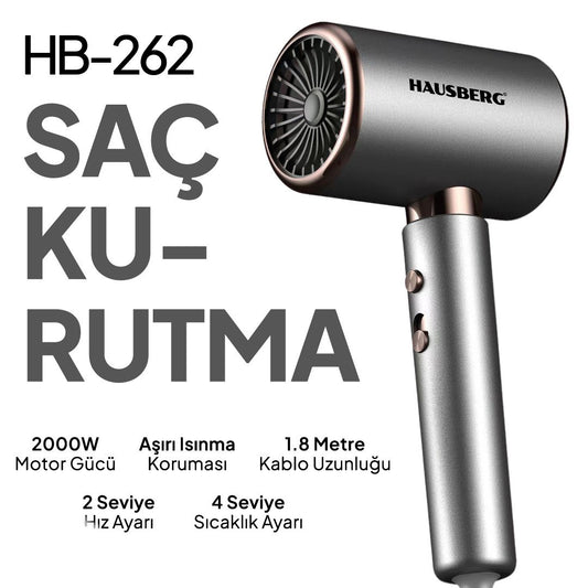 Hausberg Aşırı Isınma Korumalı Saç Kurutma Makinesi Gri