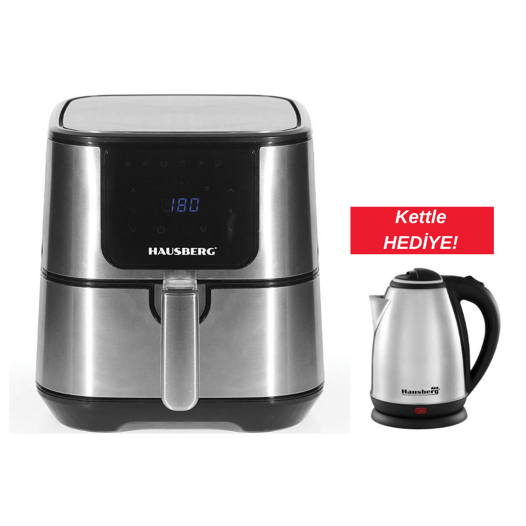 Hausberg 7 Litre Dijital Airfryer Yağsız Fritöz HB2365A KETTLE HEDİYELİ