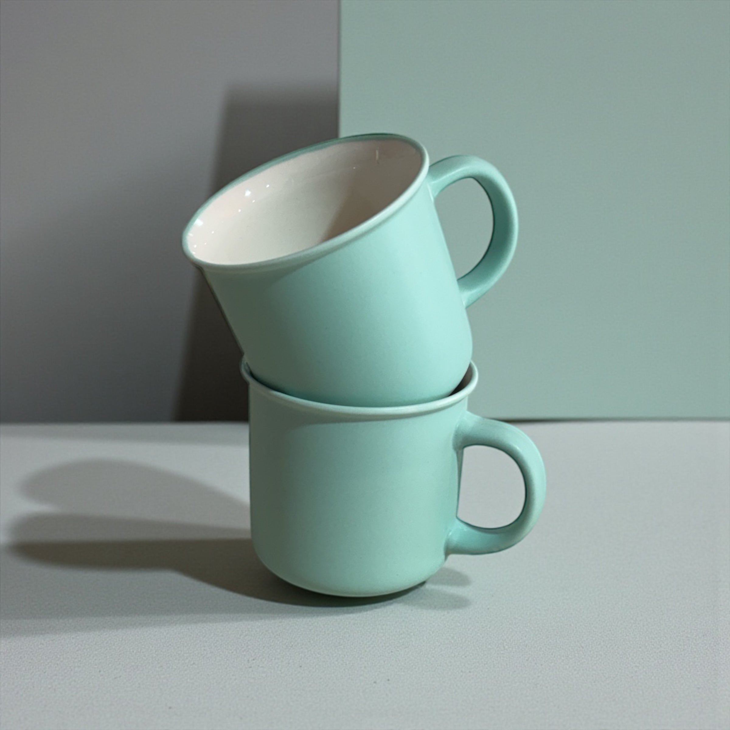 İkili 350 ML Mug Kupa Bardak Turkuaz