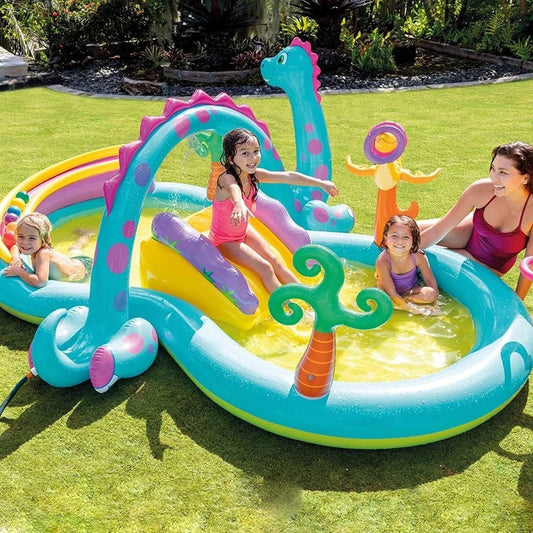Intex 302x229x112 Cm Çok Renkli Dinozorlu Kaydıraklı Oyun Havuzu 57135