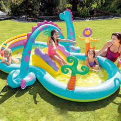 Intex 302x229x112 Cm Çok Renkli Dinozorlu Kaydıraklı Oyun Havuzu 57135