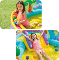 Intex 302x229x112 Cm Çok Renkli Dinozorlu Kaydıraklı Oyun Havuzu 57135