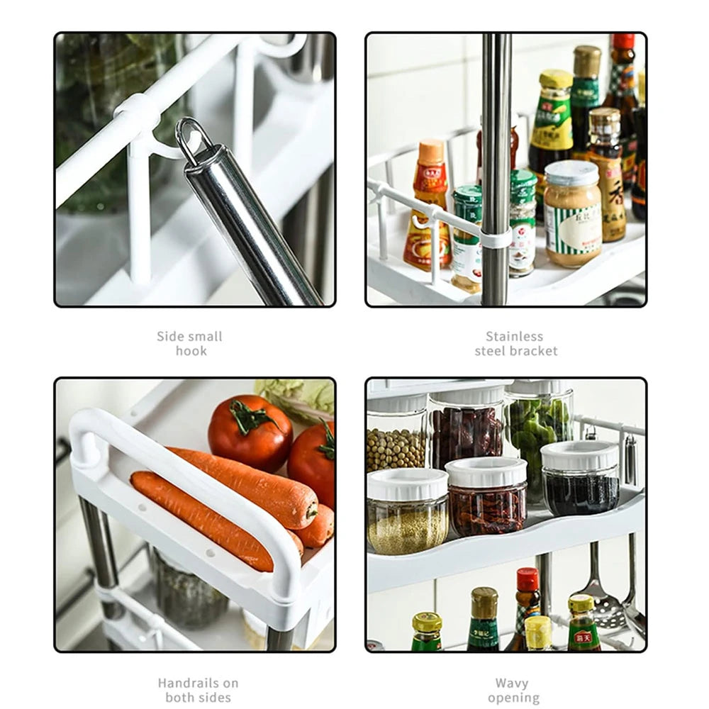 4 Katlı Çok Amaçlı Tekerlekli Beyaz Raf