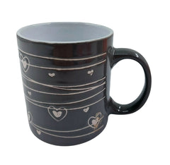 Kupa Mug 8.5x9.8 cm Kalp Desenli Gri