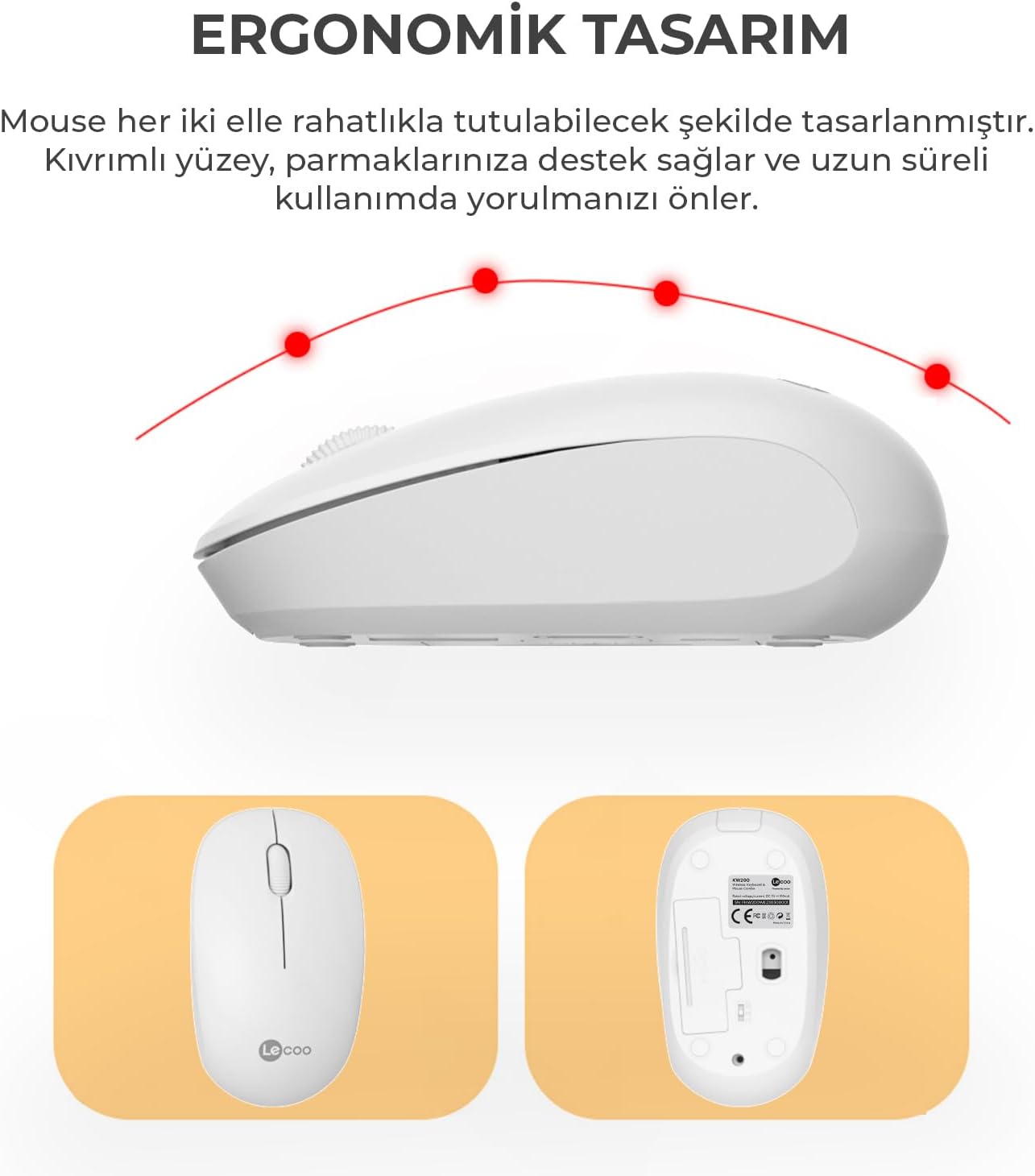 Lecoo Kablosuz Klavye Mouse Seti Beyaz