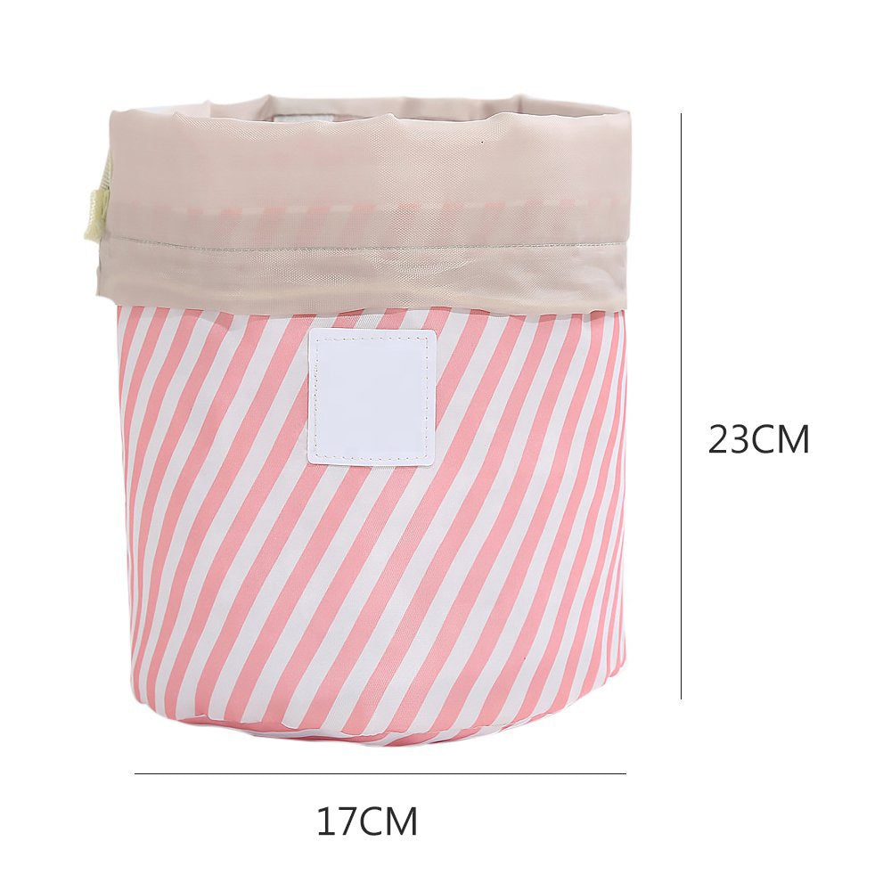Makyaj Çantası 17x23 cm Naylon Kumaş Çizgili Kırmızı