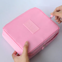 Makyaj Çantası 40x25x4 cm Bölmeli Cepli Kumaş Pembe