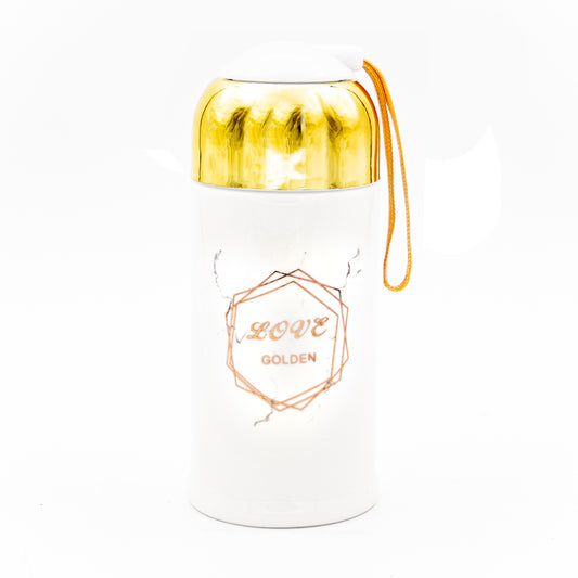 Seramik Yazılı Altıgen Gold Kapaklı Termos Bardak