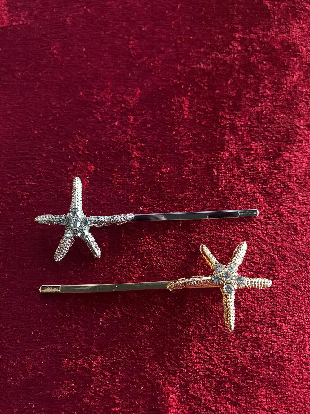 2'li Mini Deniz Yıldızı Tel Toka Silver Gold Renk