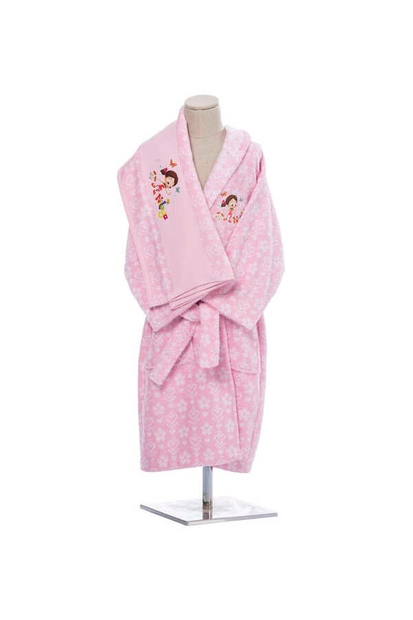 Niloya Heart Free Bornoz Set 7-8 Yaş Pembe