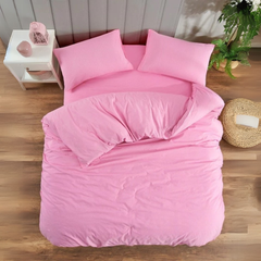 Pembe Çift Kişilik Lastikli Nevresim Takımı