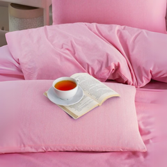 Pembe Çift Kişilik Lastikli Nevresim Takımı