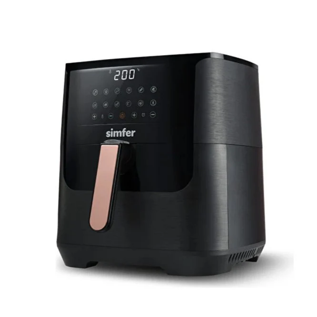 Simfer Smart 8 Lt Dijital 12 Pişirme Modlu Airfryer Yağsız Fritöz Siyah